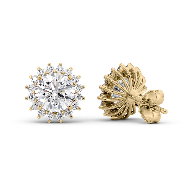 Accent Stone Stud Earrings Set With Round Lab Diamonds
