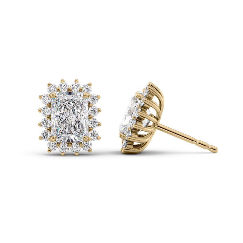 Accent Stone Stud Earrings Set With Radiant Lab Diamonds