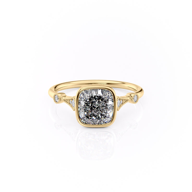 The Bezel Amber Set With A 2 Carat Cushion Lab Diamond
