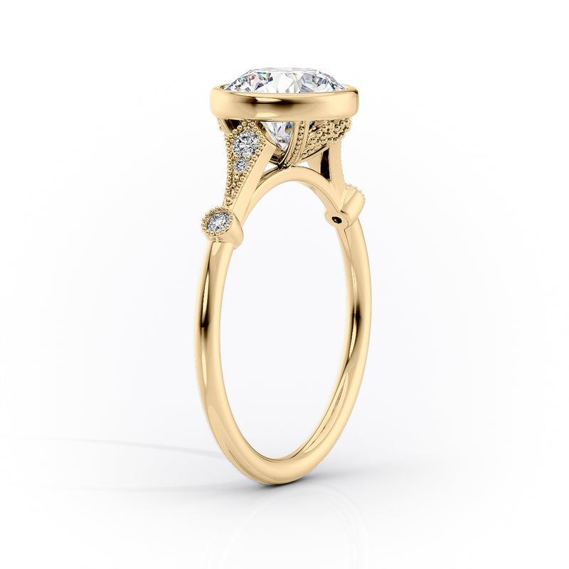 The Bezel Amber Set With A 2 Carat Marquise Lab Diamond