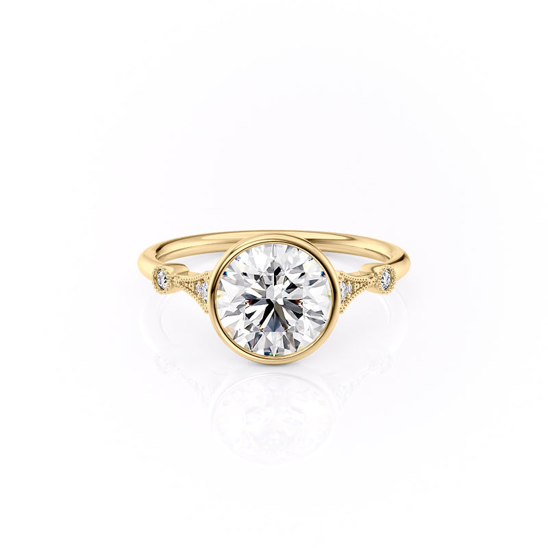 The Bezel Amber Set With A 2 Carat Round Lab Diamond