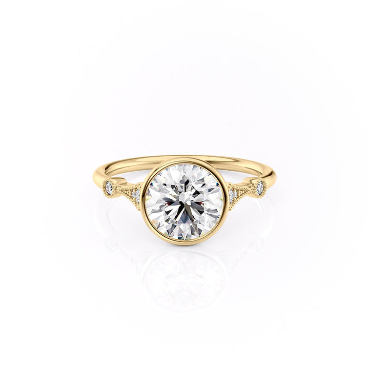 The Bezel Amber Set With A 2 Carat Round Lab Diamond