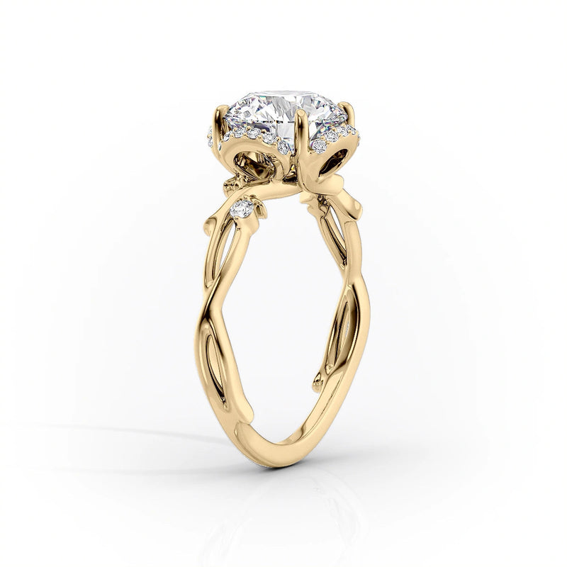 The Halo Twig Set With A 2 Carat Round Lab Diamond