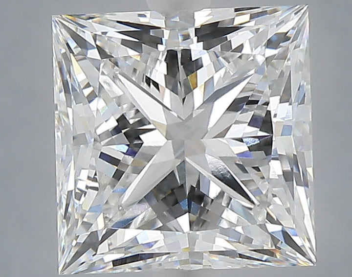 4.08 Carat Princess Shaped, Ideal Cut, F Color, VVS2 Clarity, IGI Certified Lab Grown Diamond
