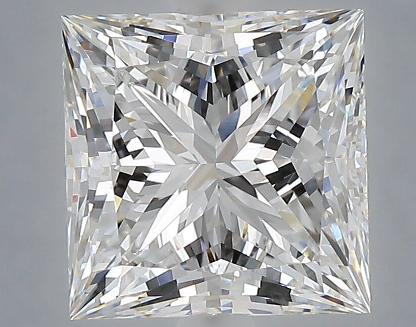 4.08 Carat Princess Shaped, Ideal Cut, E Color, VVS2 Clarity, IGI Certified Lab Grown Diamond