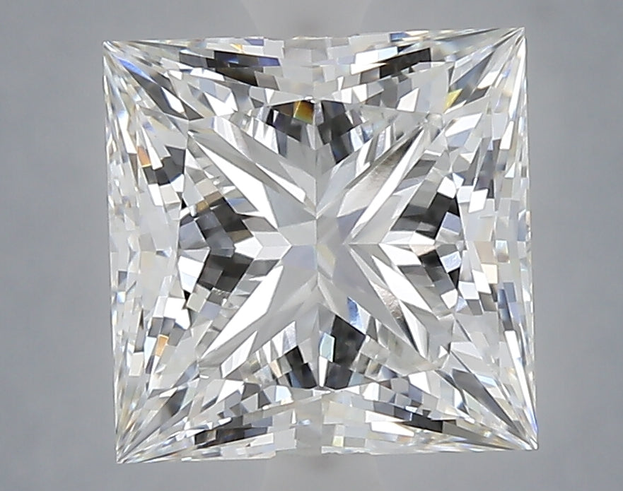 4.09 Carat Princess Shaped, Ideal Cut, F Color, VVS2 Clarity, IGI Certified Lab Grown Diamond