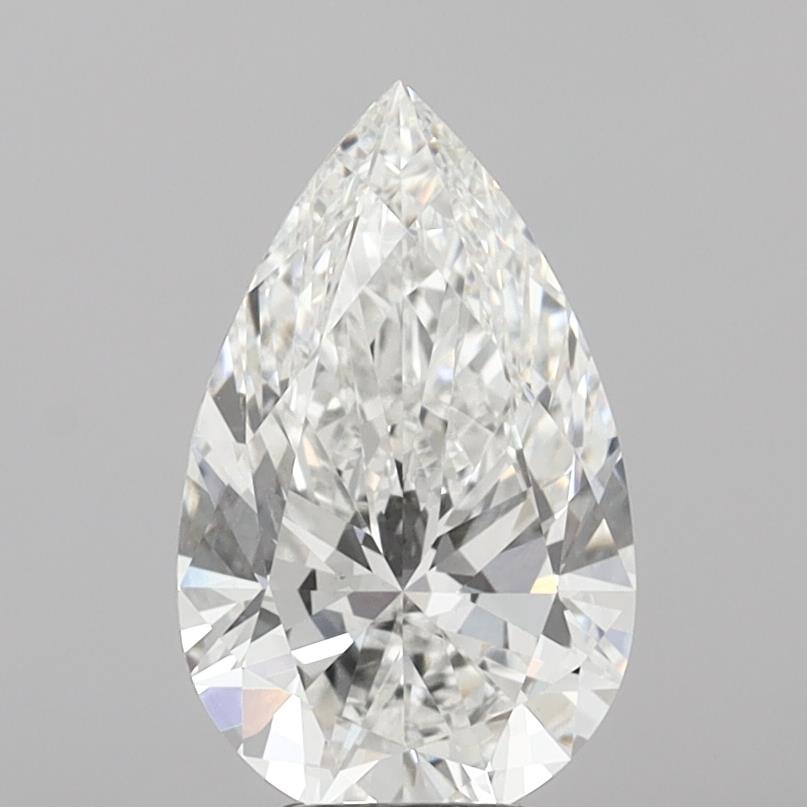 5.02 Carat Pear Shaped, Ideal Cut, F Color, VVS2 Clarity, IGI Certified Lab Grown Diamond