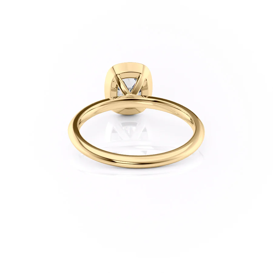 The Razor Bezel Kamellie Set With A 2 Carat Elongated Cushion Lab Diamond