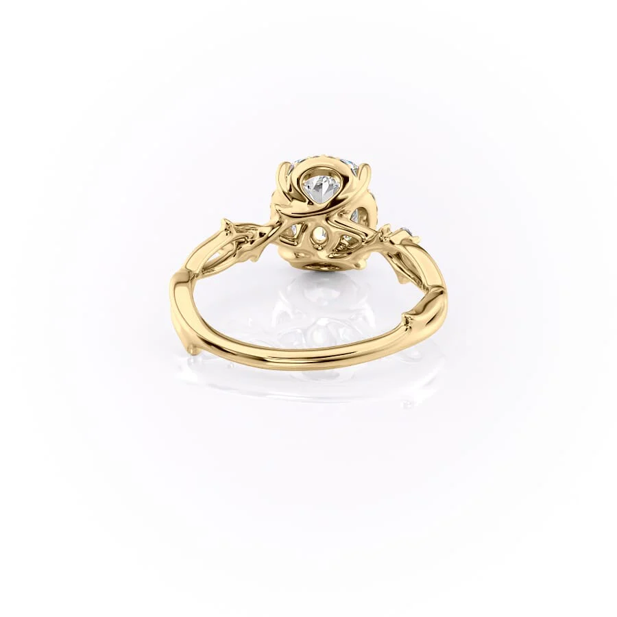 The Halo Twig Set With A 2 Carat Elongated Cushion Lab Diamond