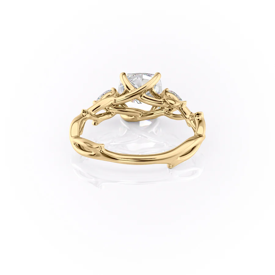 The Three Stone Twig Set With A 2 Carat Cushion Lab Diamond