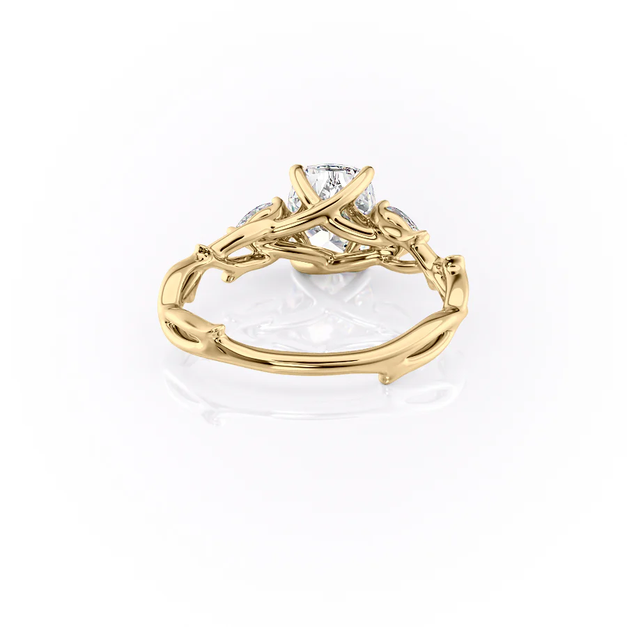 The Three Stone Twig Set With A 2 Carat Elongated Cushion Lab Diamond