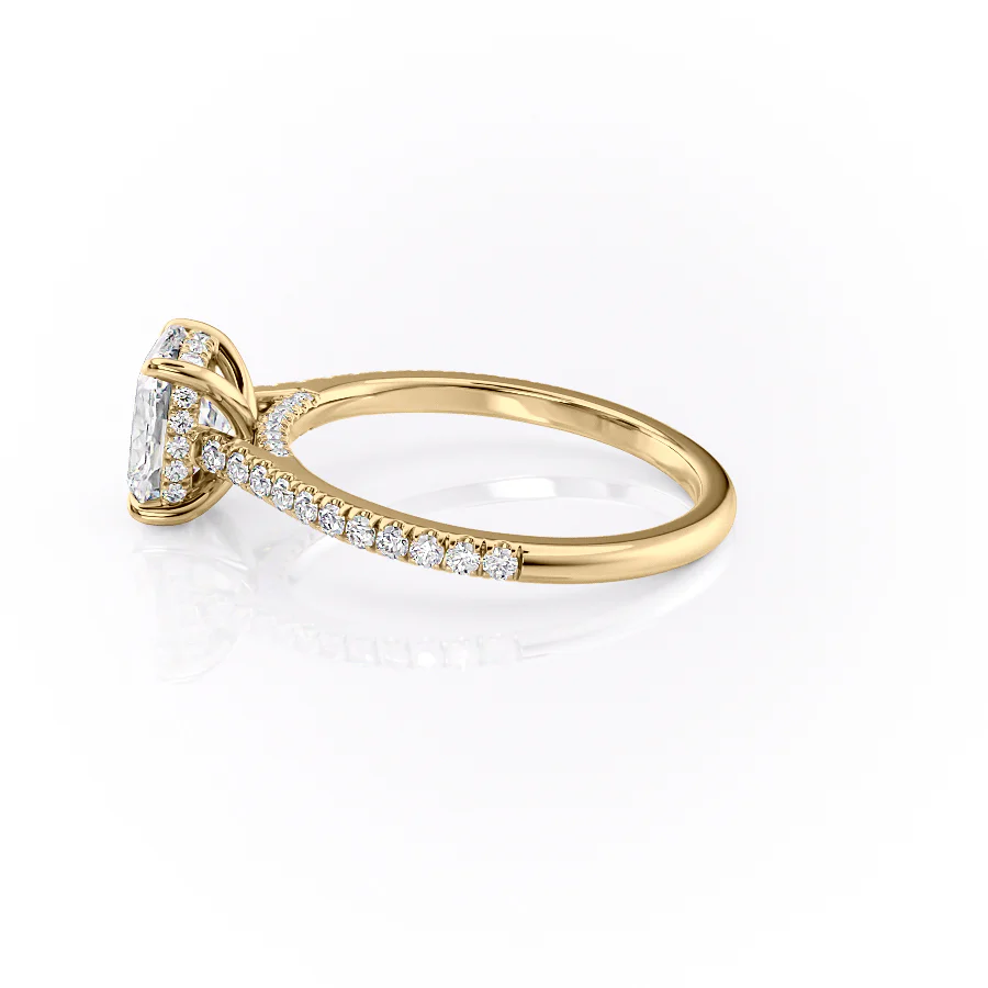 The Pave Natalie Set With A 2 Carat Elongated Cushion Lab Diamond