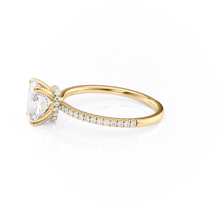 The Pave Nelly Set With A 2 Carat Elongated Cushion Lab Diamond