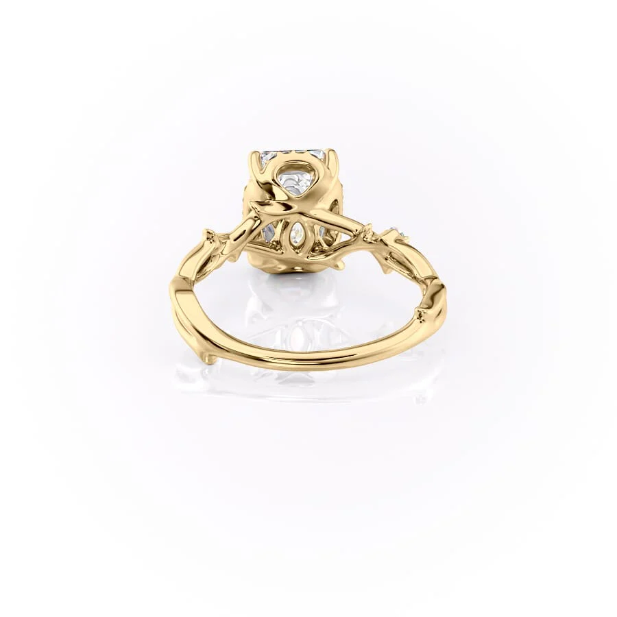 The Halo Twig Set With A 2 Carat Emerald Lab Diamond