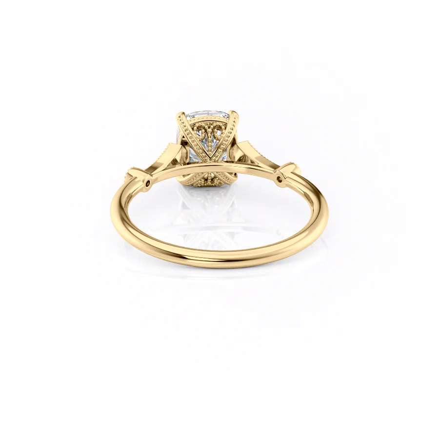 The Amber Set With A 2 Carat Elongated Cushion Lab Diamond