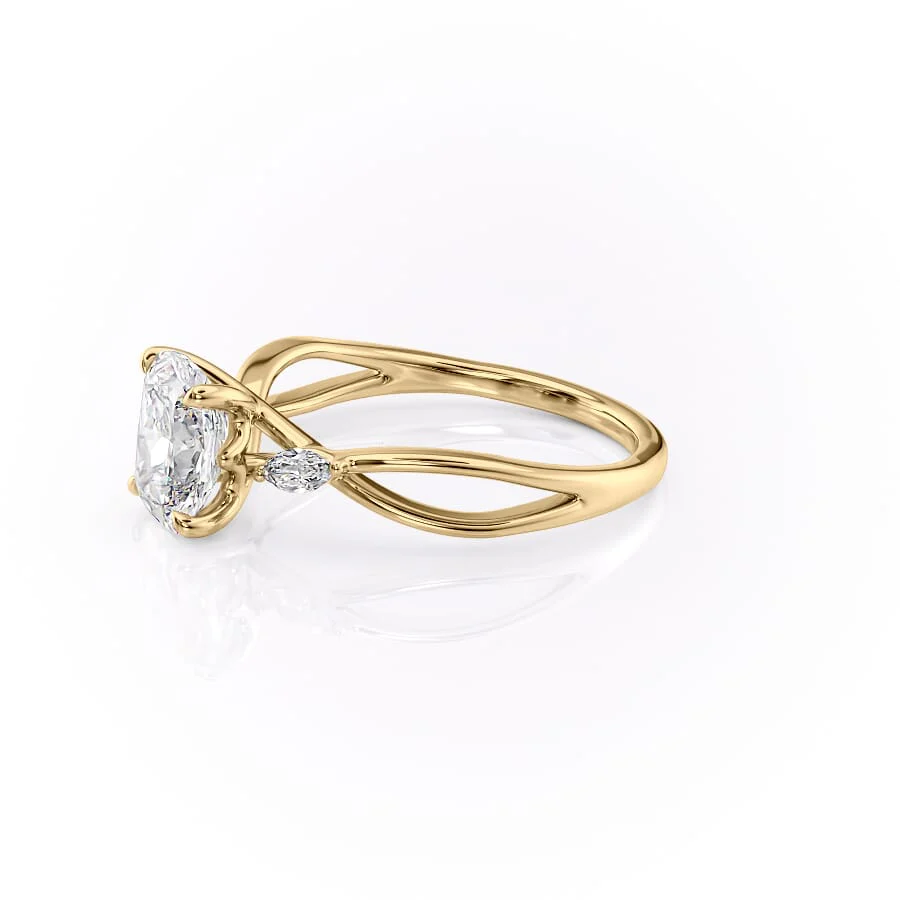 The Kelsey Set With A 2 Carat Elongated Cushion Lab Diamond