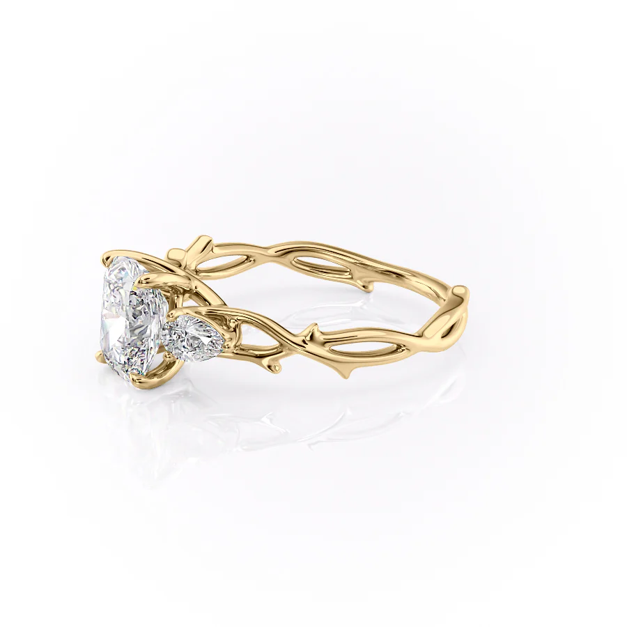 The Three Stone Twig Set With A 2 Carat Elongated Cushion Lab Diamond