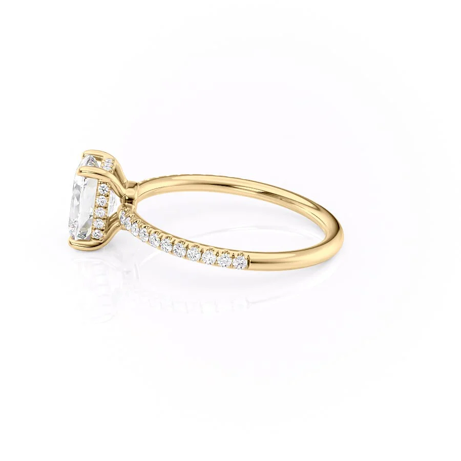 The Low Profile Kamellie Set With A 2 Carat Elongated Cushion Lab Diamond