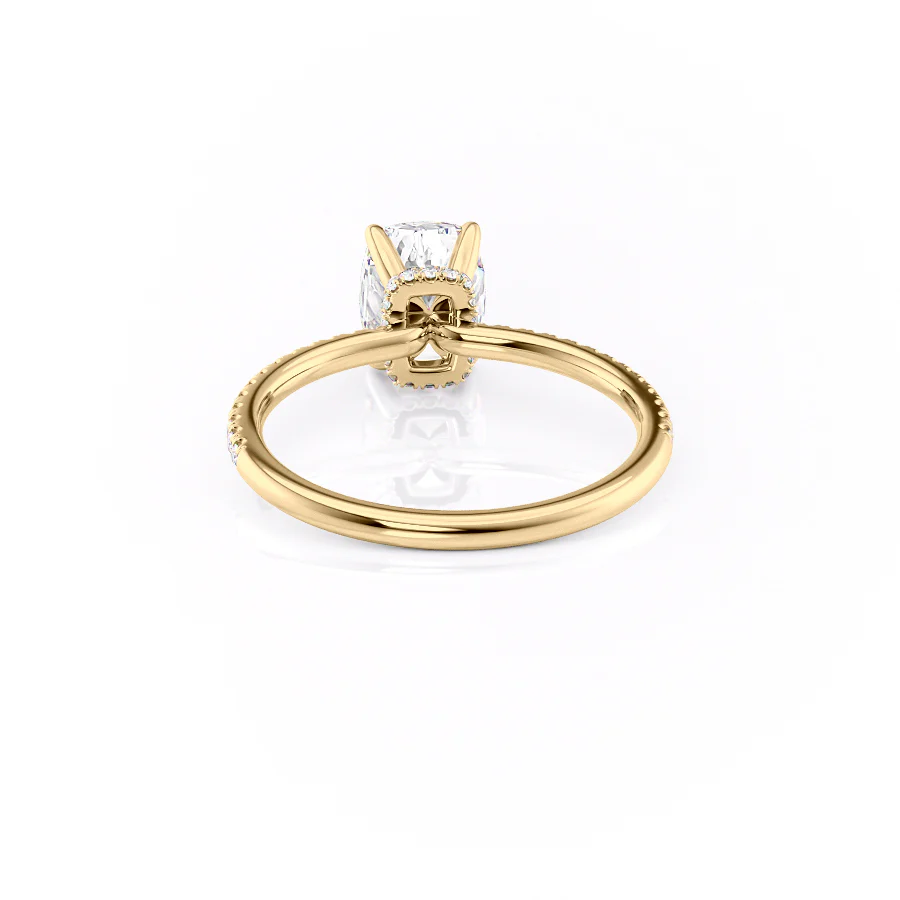 The Pave Nelly Set With A 2 Carat Elongated Cushion Lab Diamond