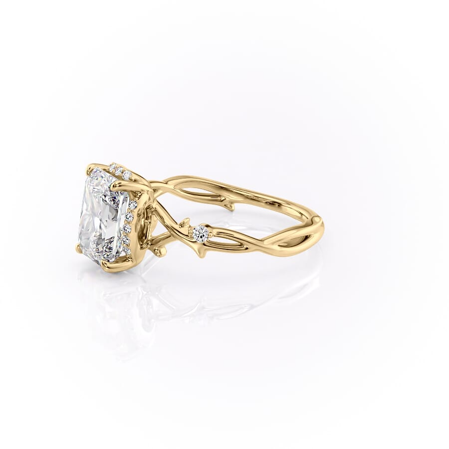 The Halo Twig Set With A 2 Carat Radiant Lab Diamond