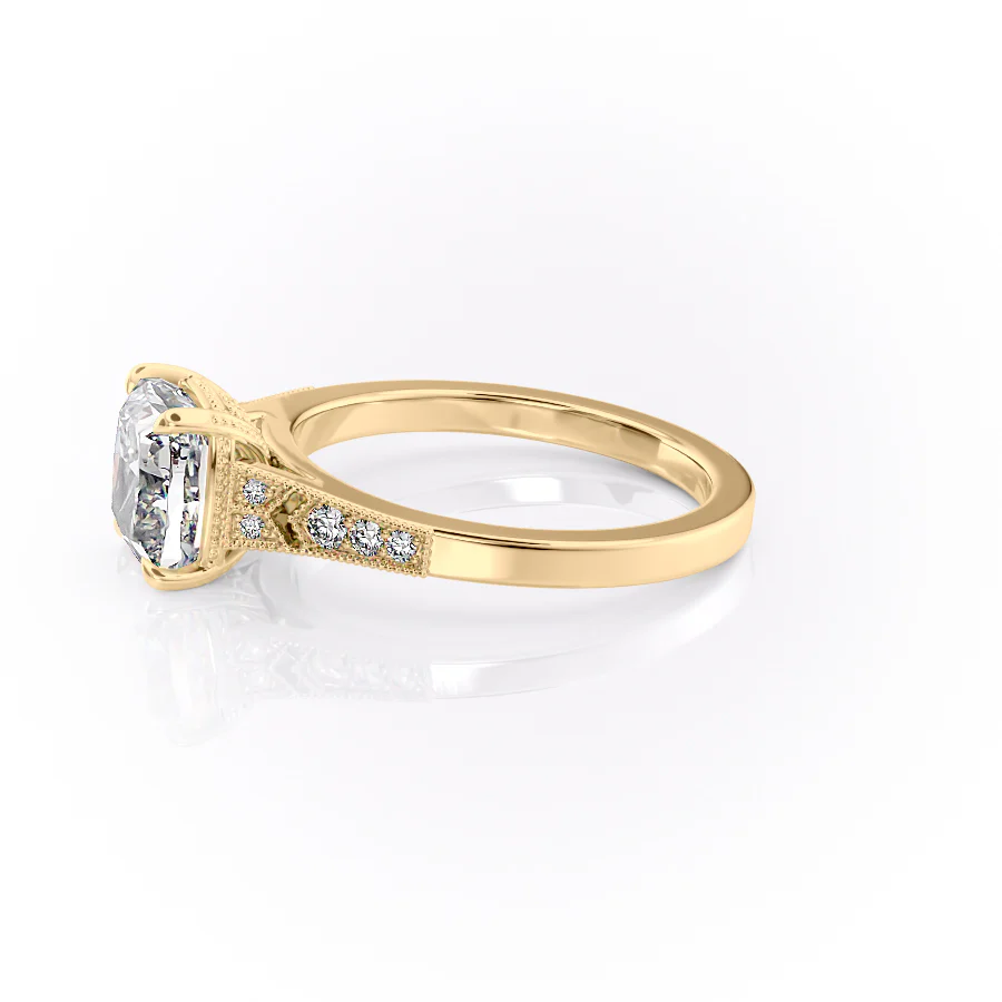 The Dianne Set With A 2.5 Carat Cushion Lab Diamond