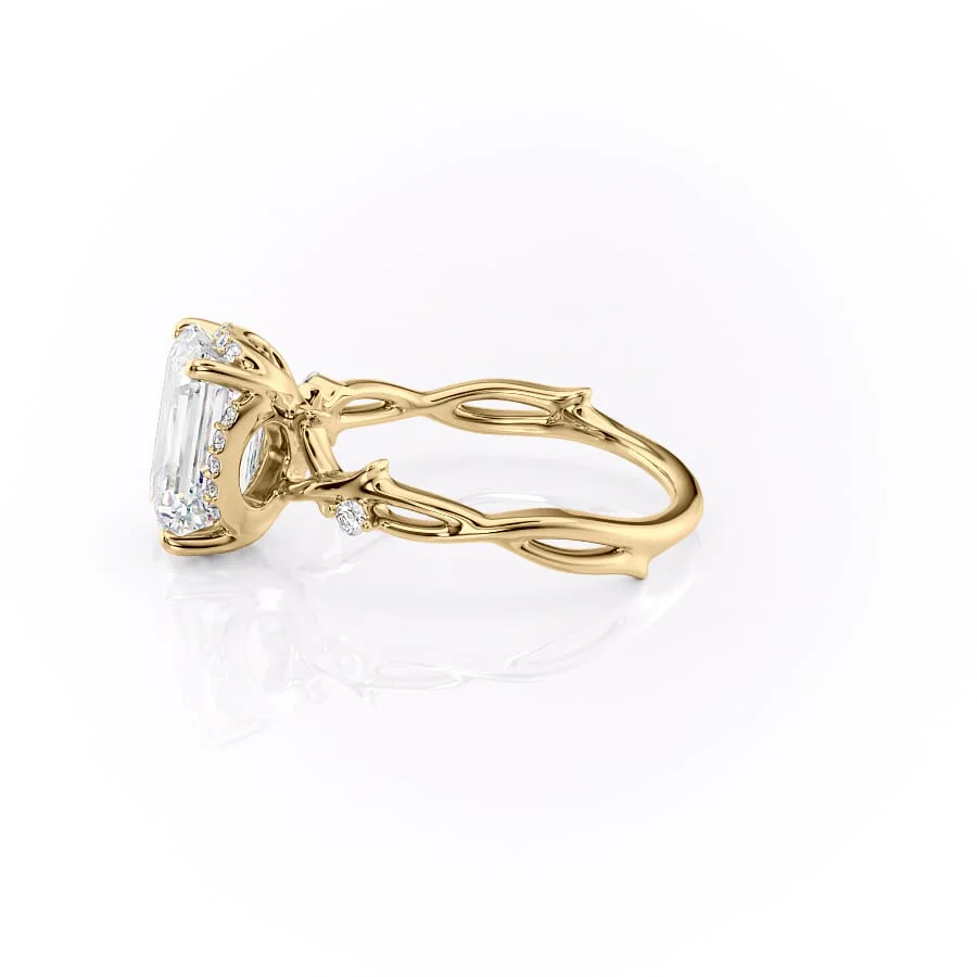 The Halo Twig Set With A 2 Carat Emerald Lab Diamond