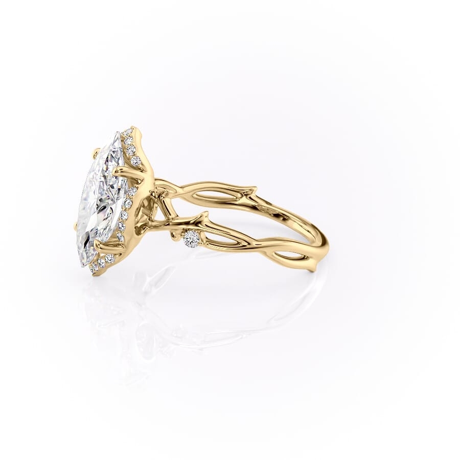 The Halo Twig Set With A 2 Carat Marquise Lab Diamond