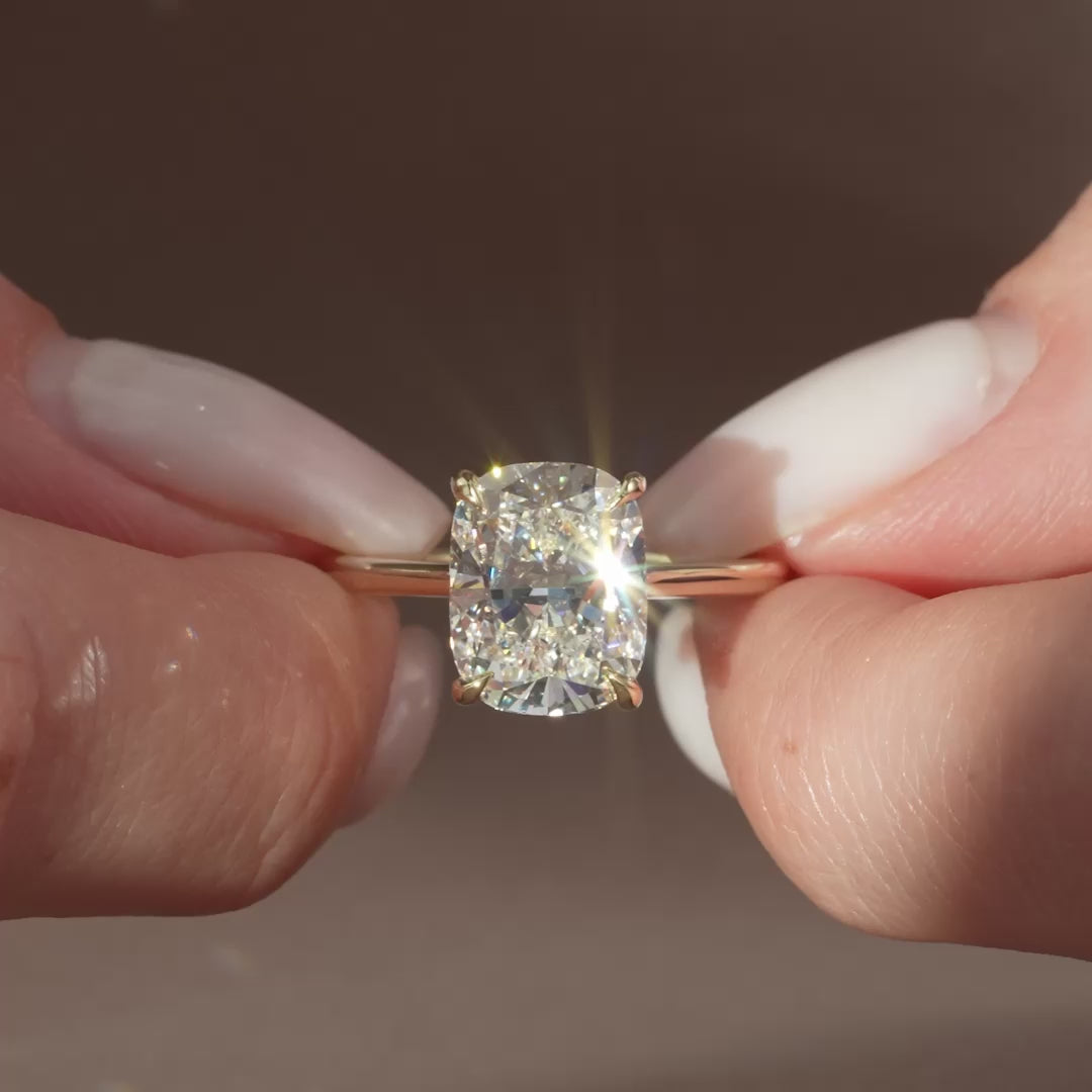 The Lexie Set With A 2 Carat Elongated Cushion Lab Diamond