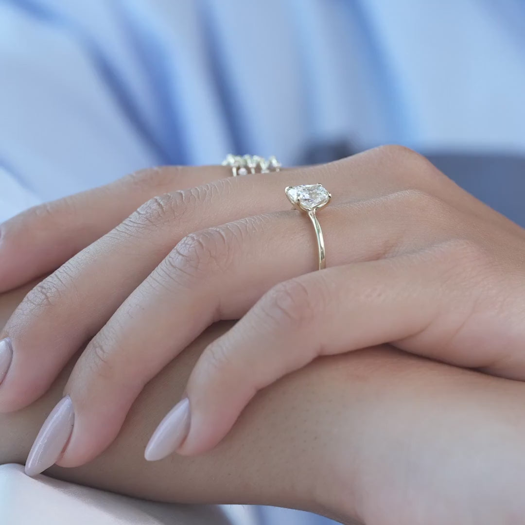 The Ashley Set With A 2 Carat Elongated Cushion Lab Diamond