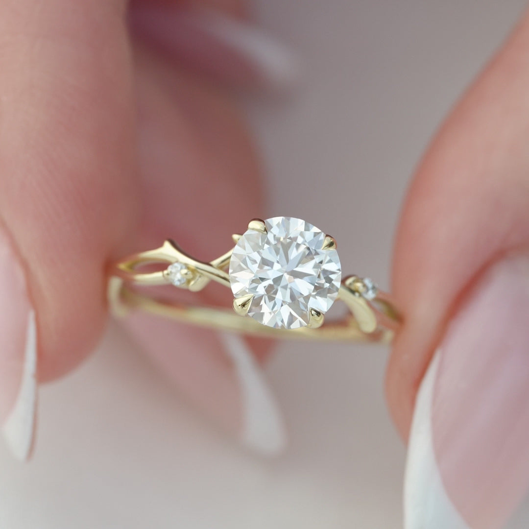 The Twig Set With A 2 Carat Round Lab Diamond
