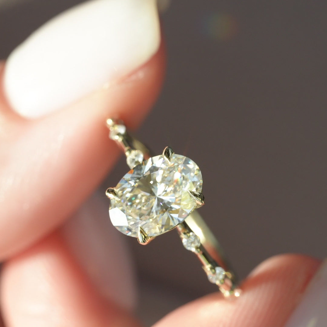 The Penelope Set With A 2 Carat Oval Lab Diamond