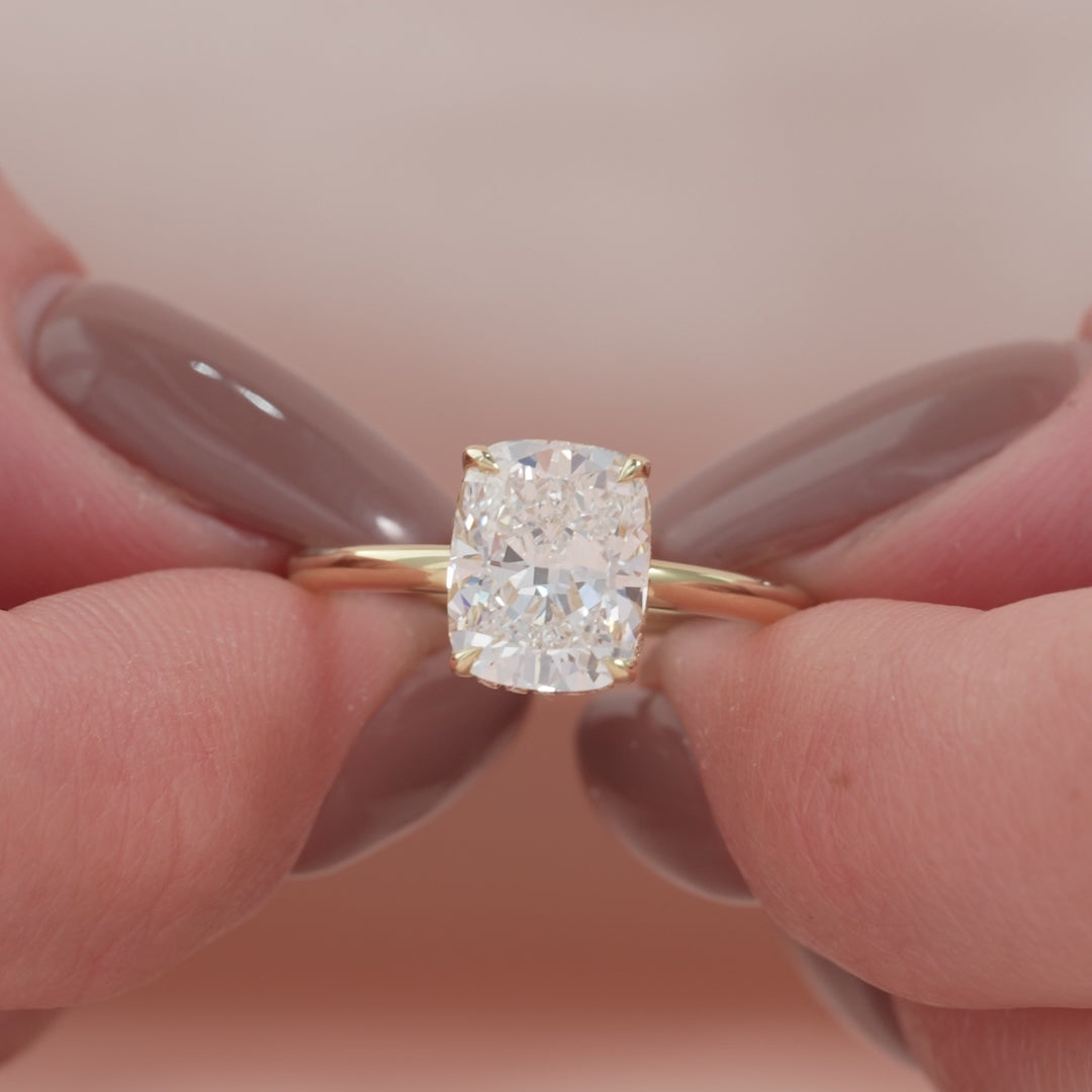 The Alex Set With A 2 Carat Elongated Cushion Lab Diamond