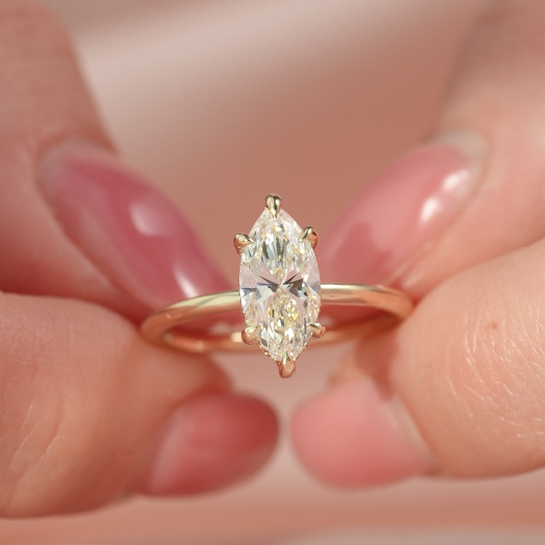 The Sarah Set With A 2 Carat Marquise Lab Diamond