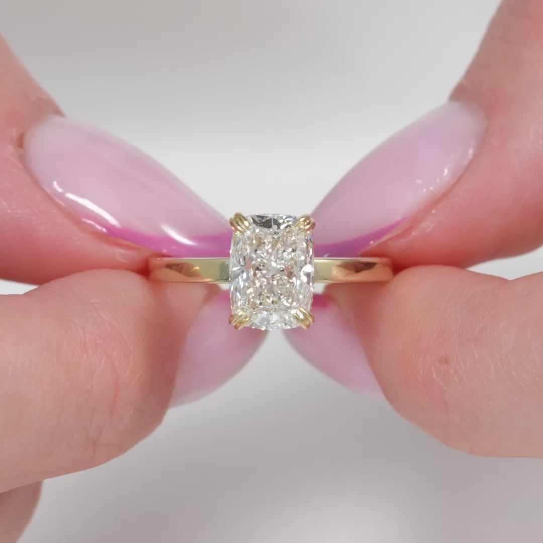 The Eleanor Set With A 2 Carat Elongated Cushion Lab Diamond
