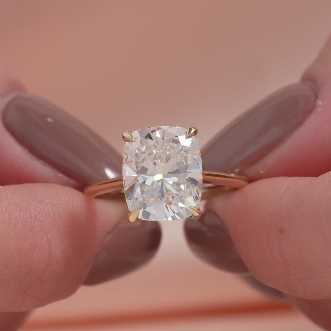 The Lexie Set With A 2 Carat Elongated Cushion Lab Diamond