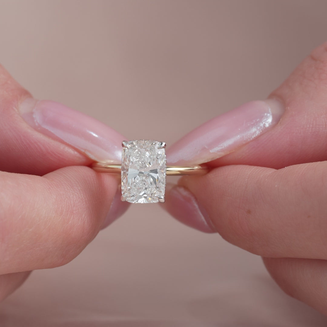 The Alex Set With A 2 Carat Elongated Cushion Lab Diamond