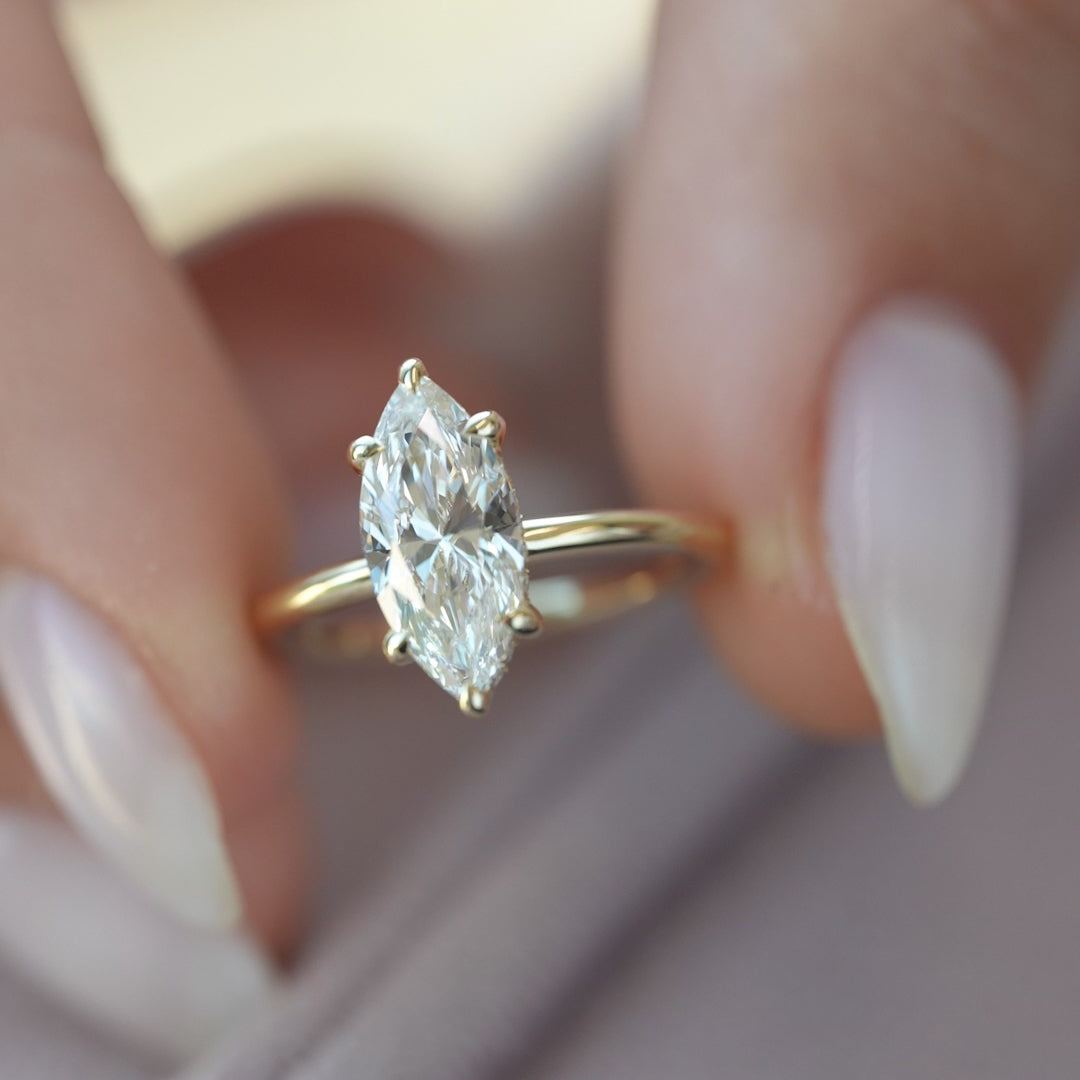 The Kamellie Set With A 2 Carat Marquise Lab Diamond