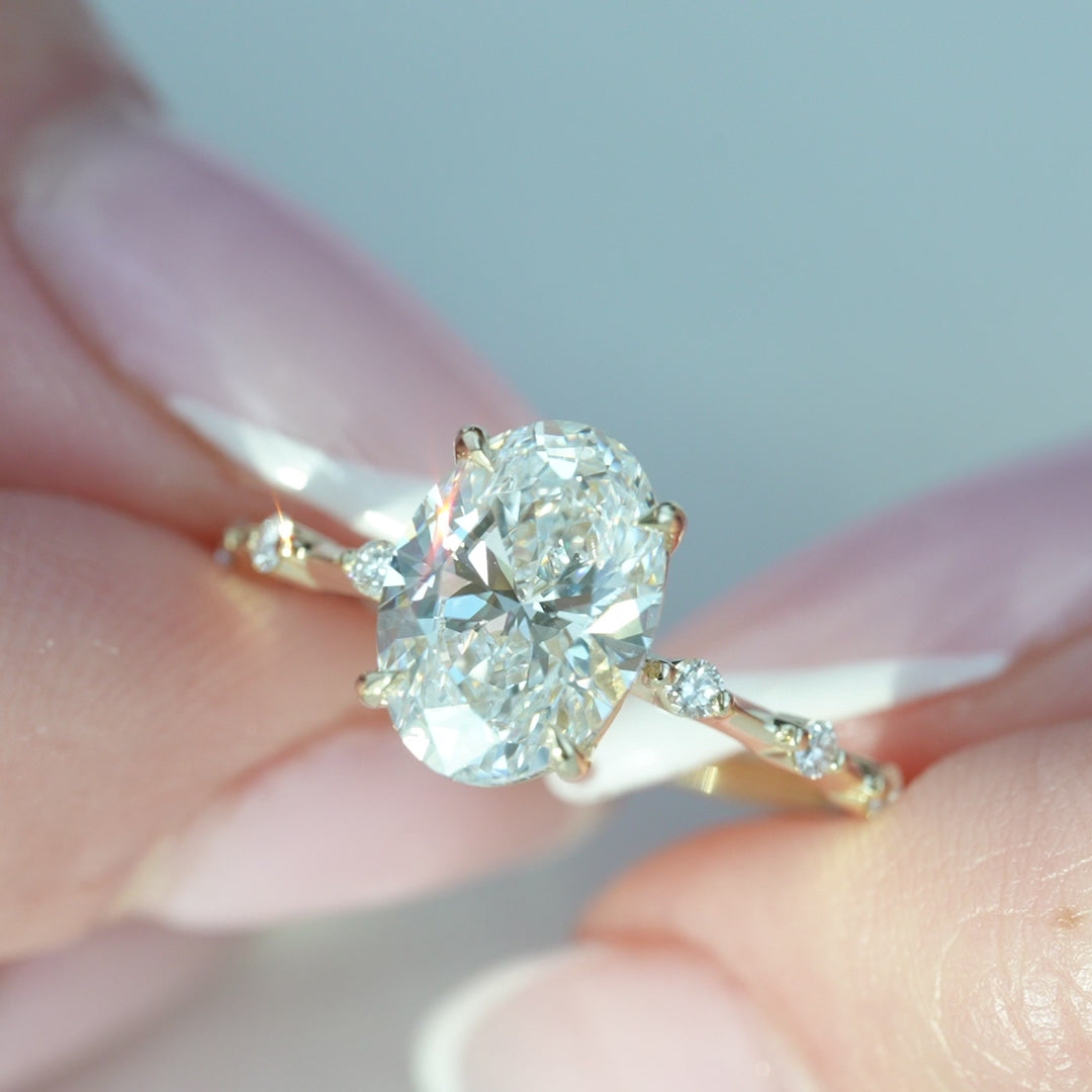 The Penelope Set With A 2 Carat Oval Lab Diamond