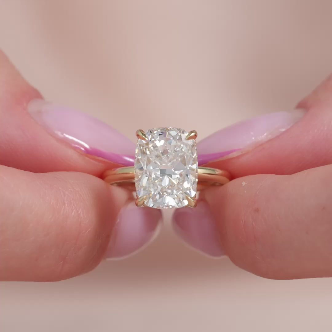 The Sarah Set With A 2 Carat Elongated Cushion Lab Diamond