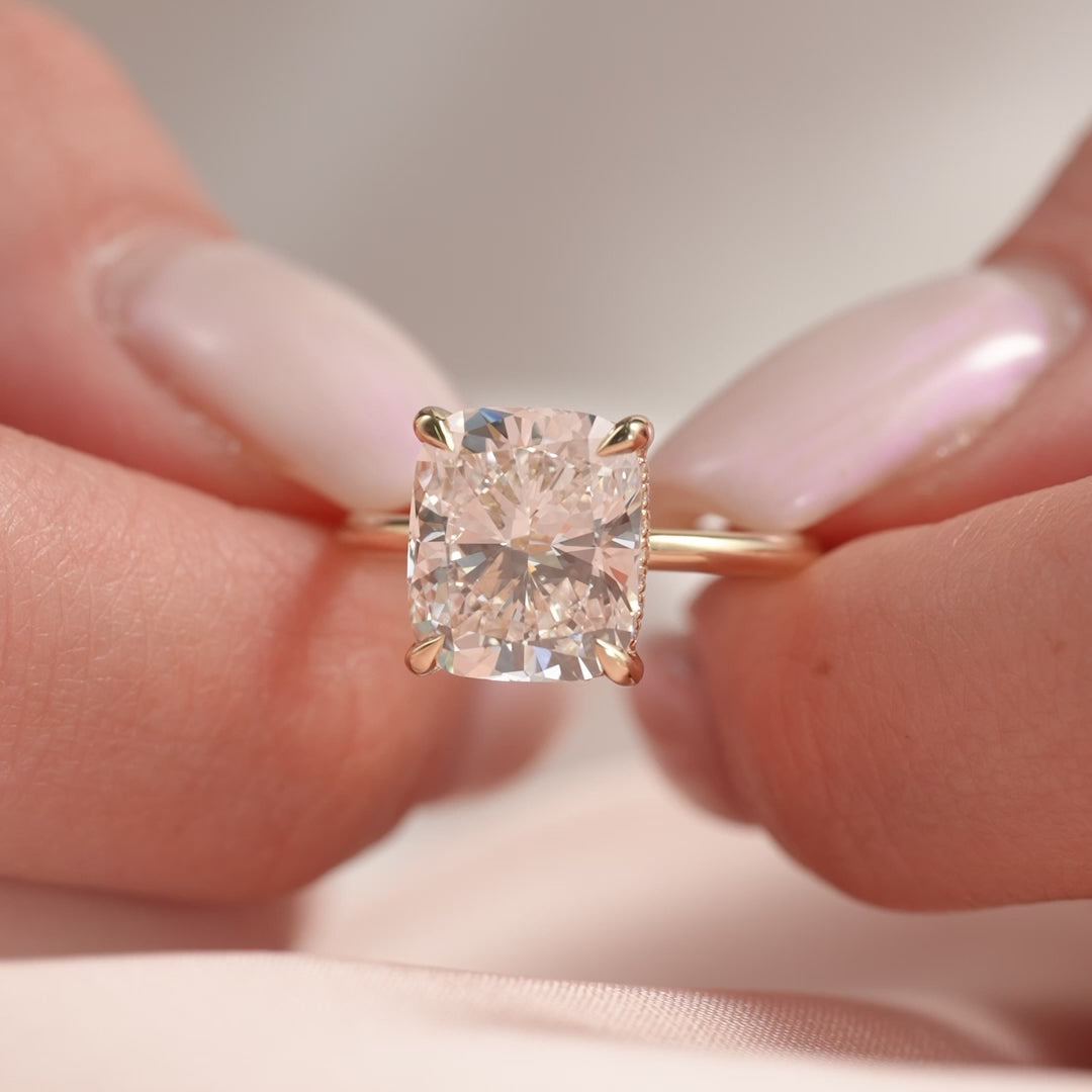 The Sarah Set With A 2 Carat Elongated Cushion Lab Diamond