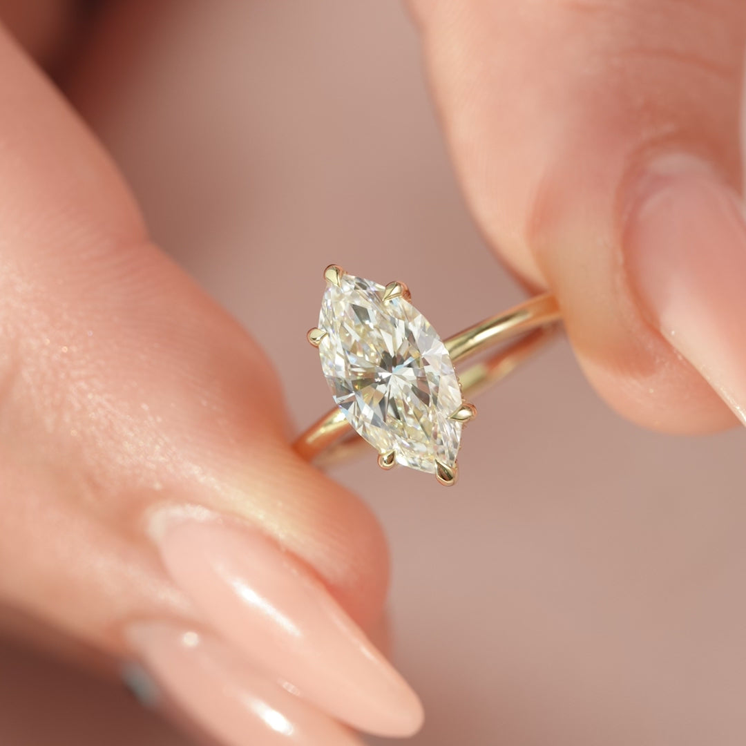 The Kamellie Set With A 2 Carat Marquise Lab Diamond