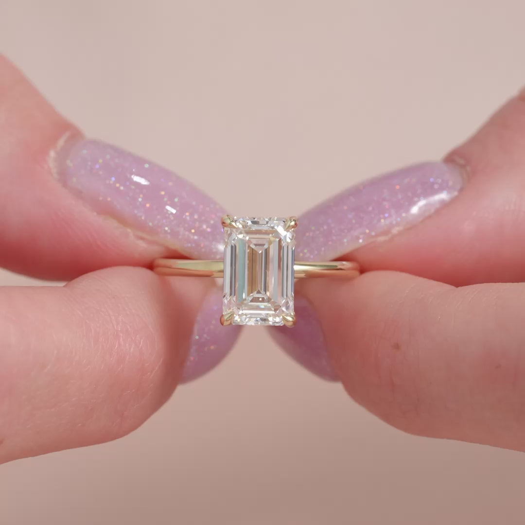 The Sarah Set With A 2 Carat Emerald Lab Diamond
