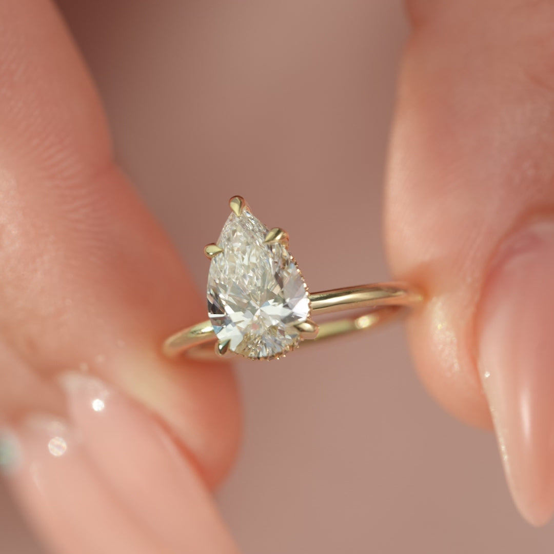 The Sarah Set With A 2 Carat Pear Lab Diamond