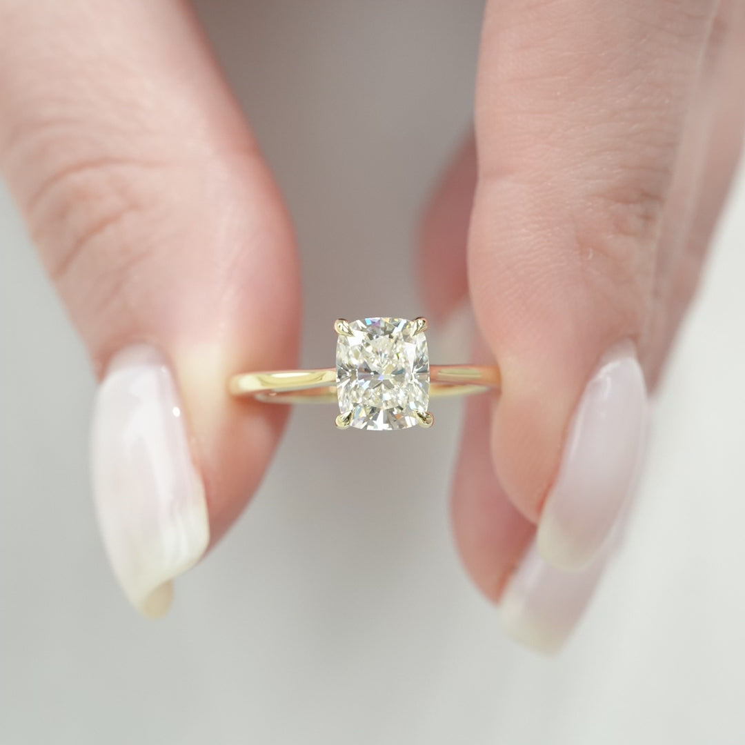 The Lexie Set With A 2 Carat Elongated Cushion Lab Diamond