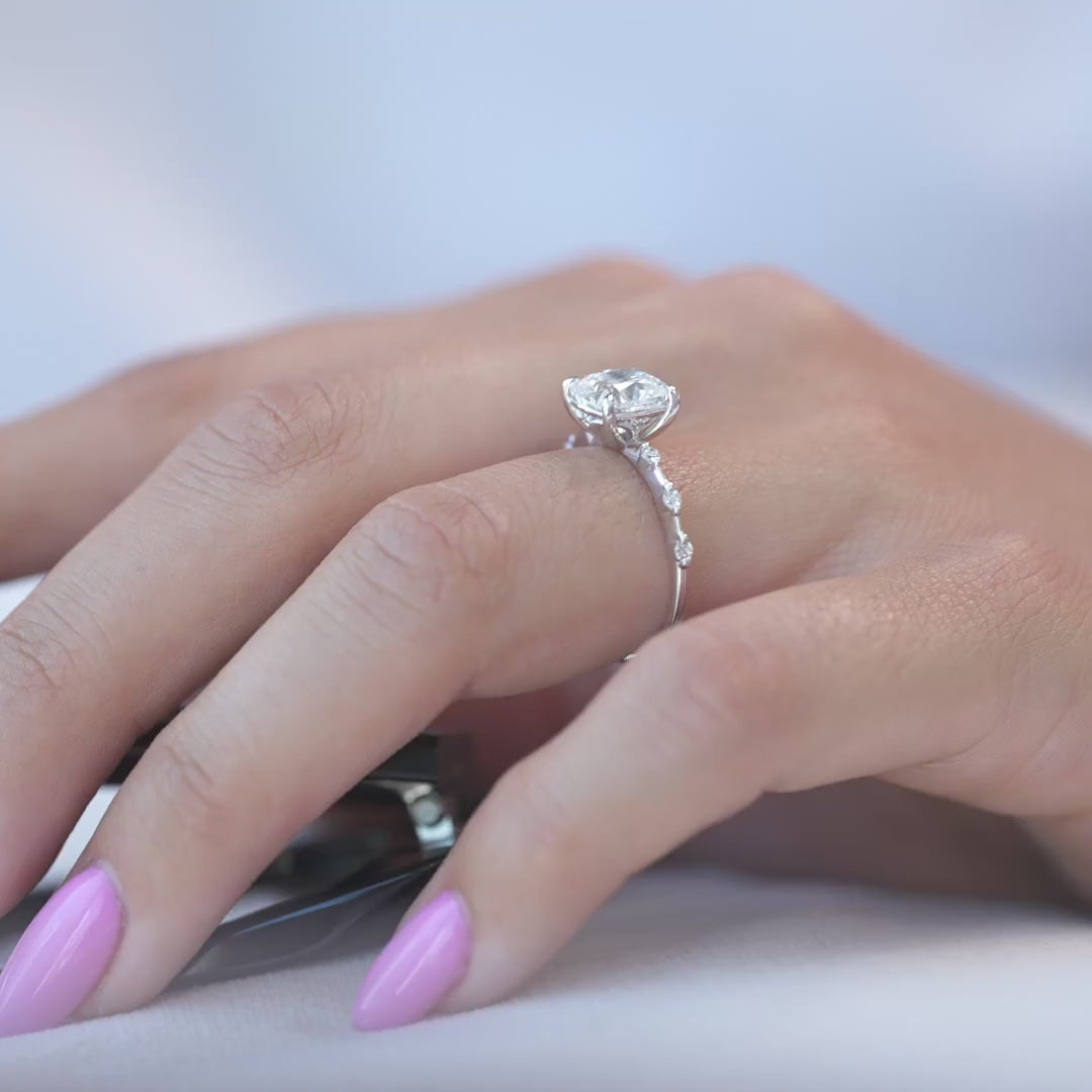 The Penelope Set With A 2 Carat Cushion Lab Diamond