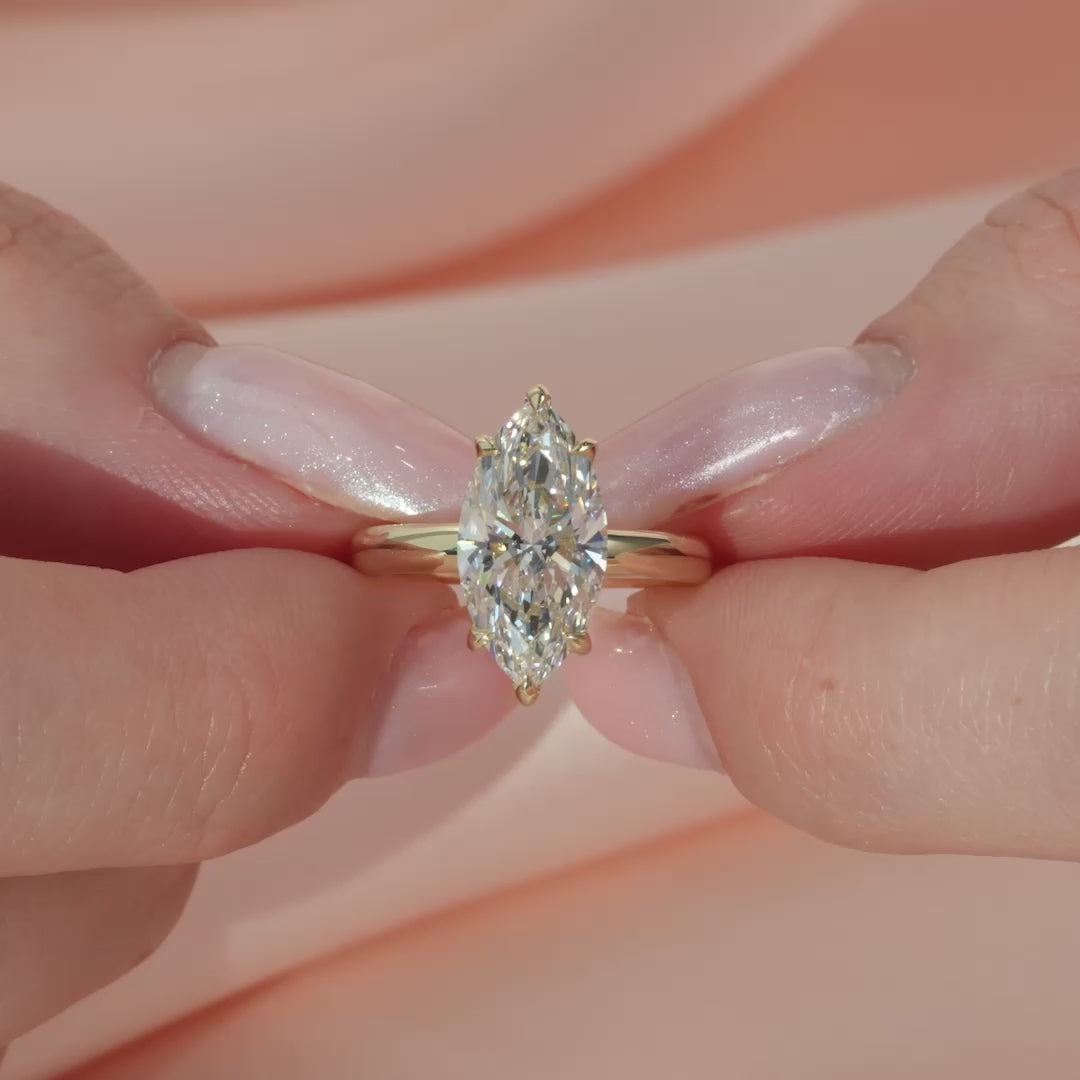 The Kamellie Set With A 2 Carat Marquise Lab Diamond