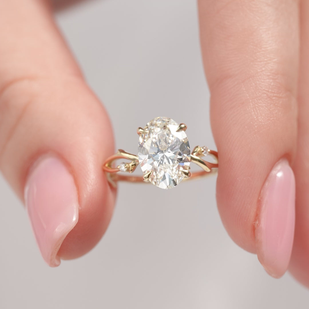 The Twig Set With A 2 Carat Oval Lab Diamond