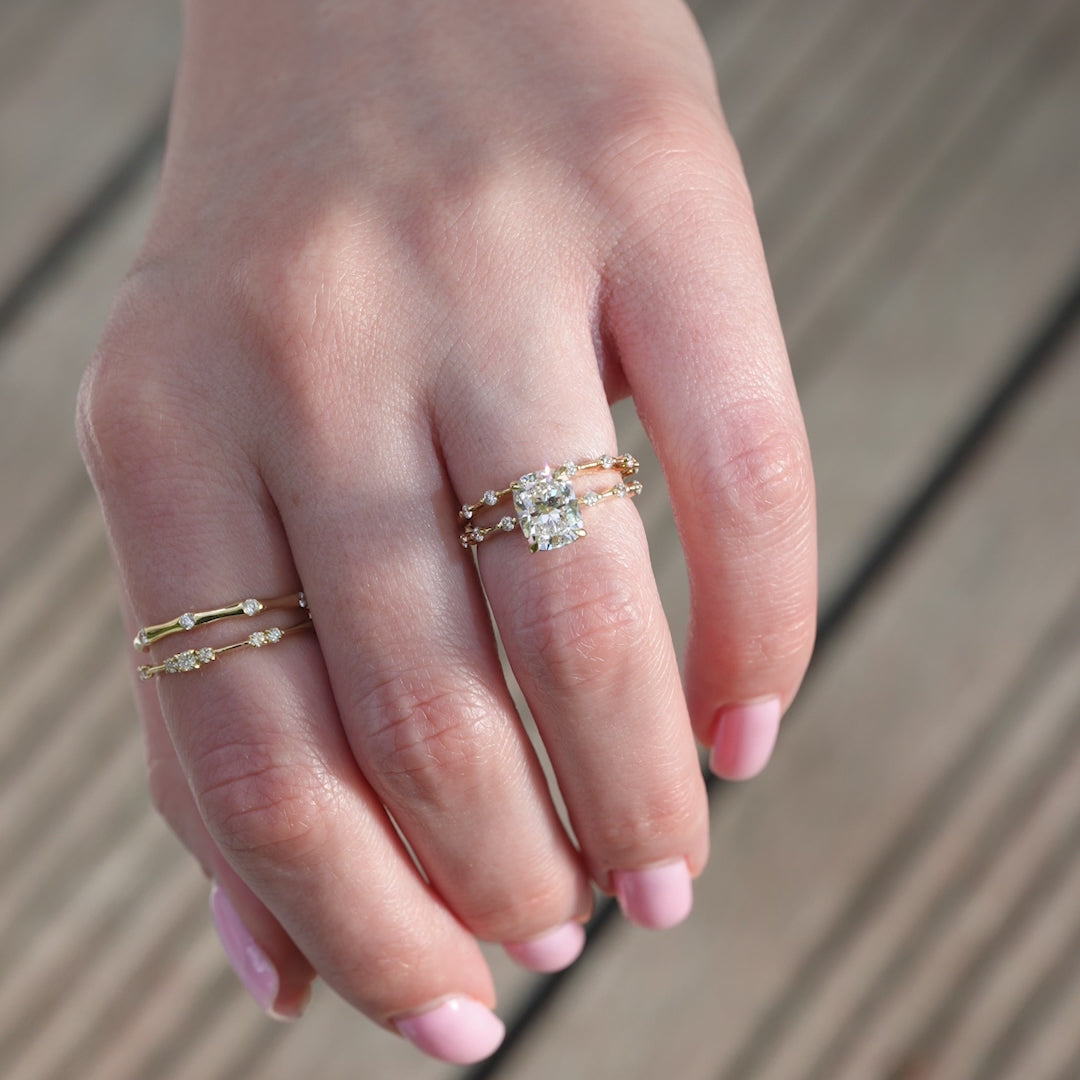 The Penelope Set With A 2 Carat Elongated Cushion Lab Diamond