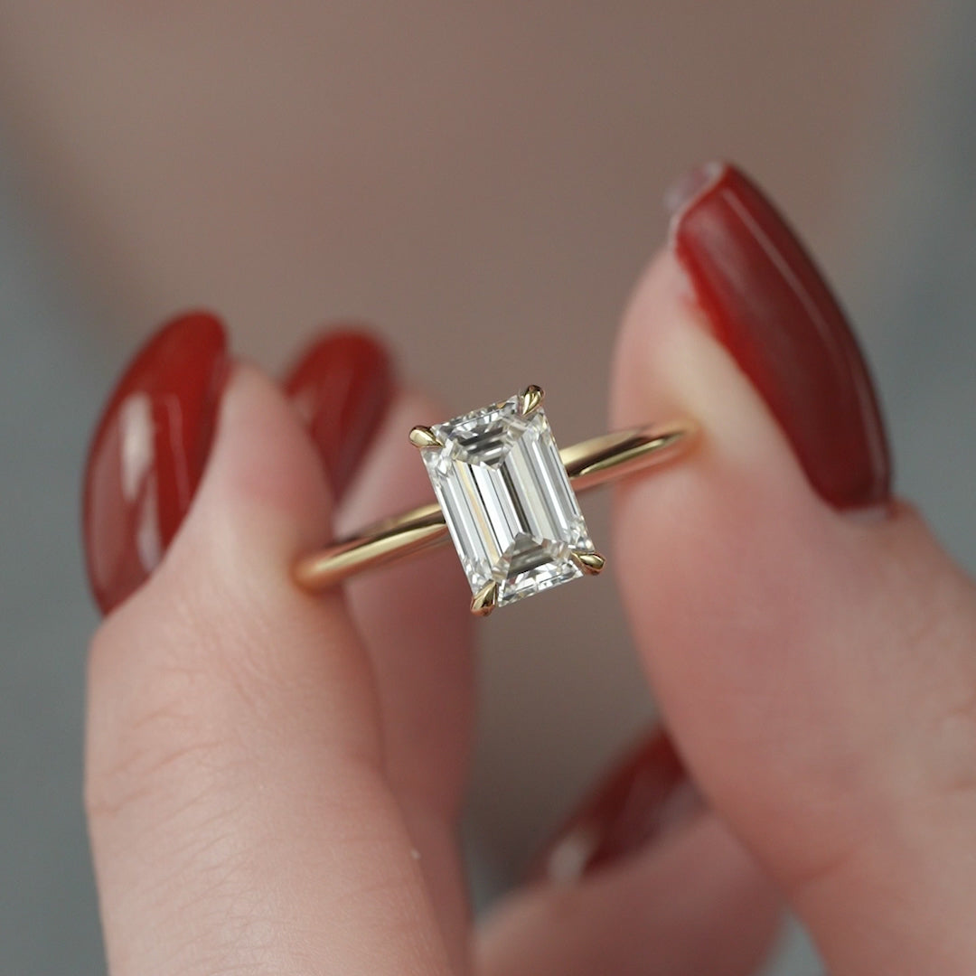The Katelyn Set With A 2 Carat Emerald Lab Diamond