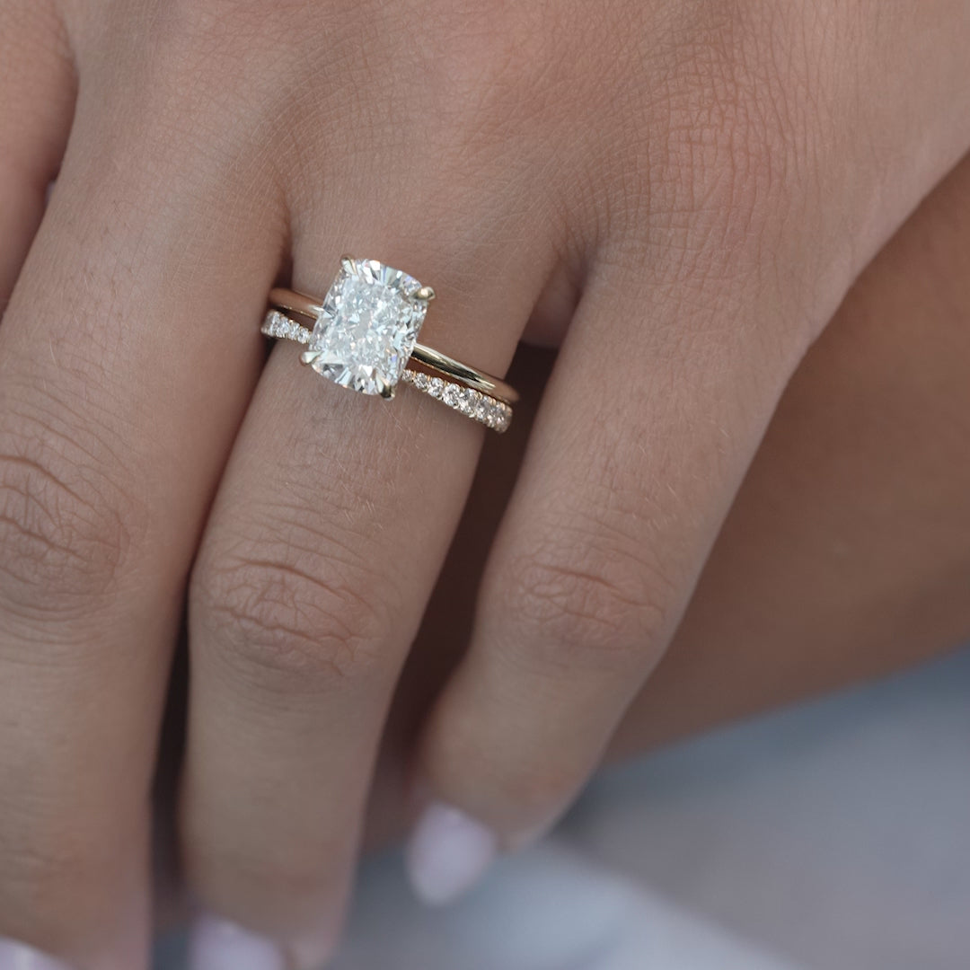 The Ashley Set With A 2 Carat Elongated Cushion Lab Diamond